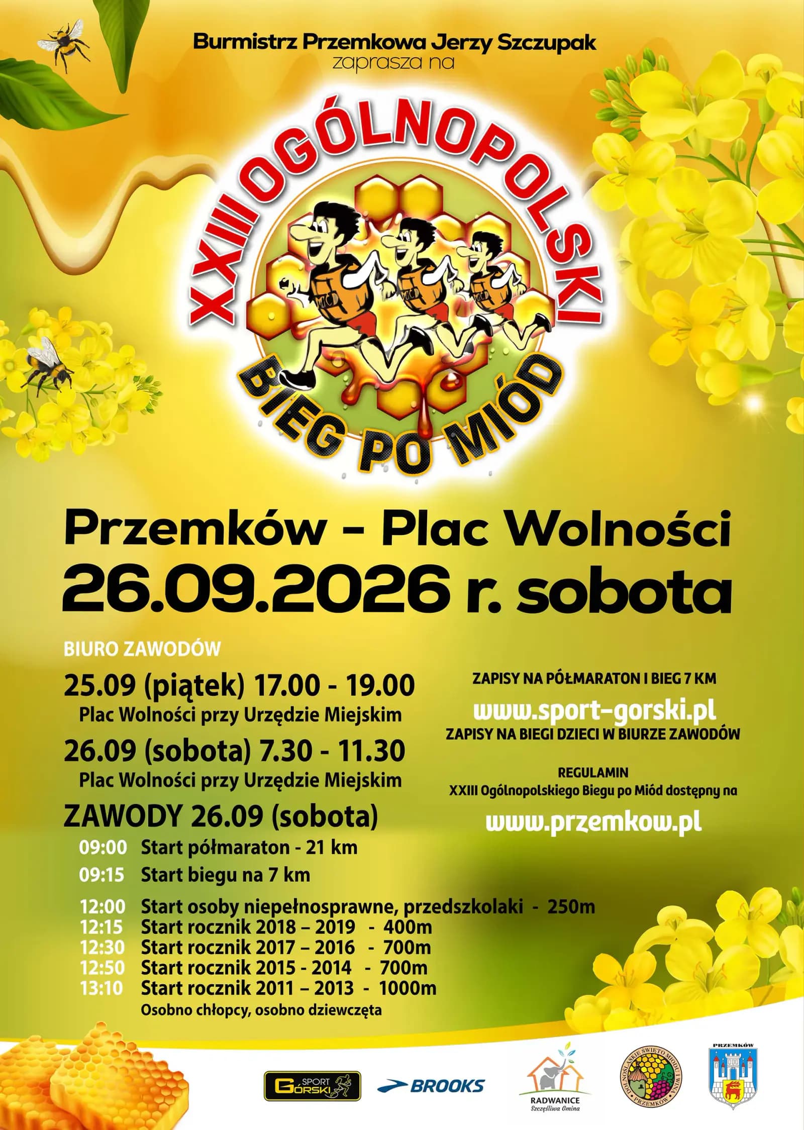 Plakat XXIII Ogólnopolski Bieg po Miód